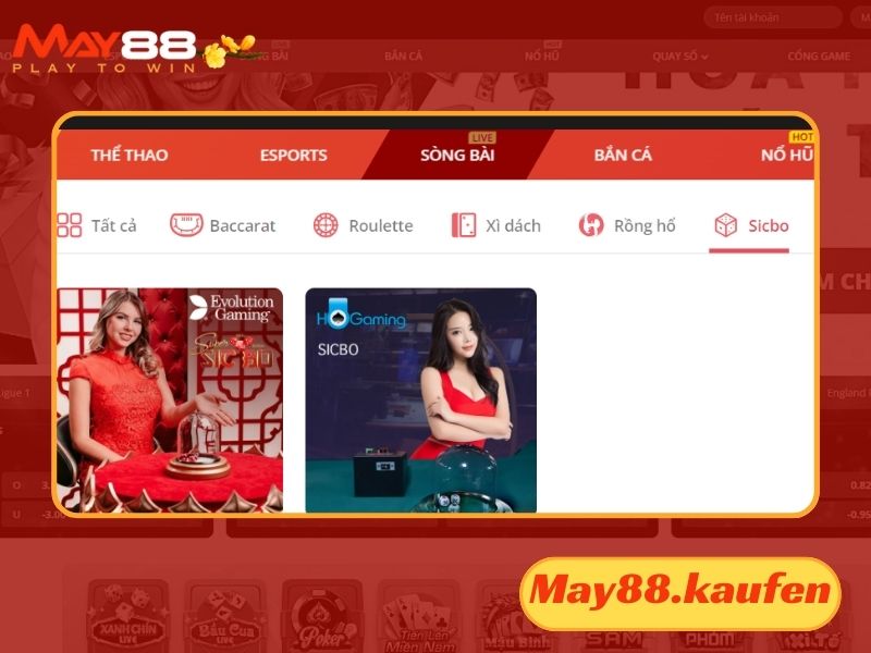 Truy cập mục Sòng bài và chọn trò chơi