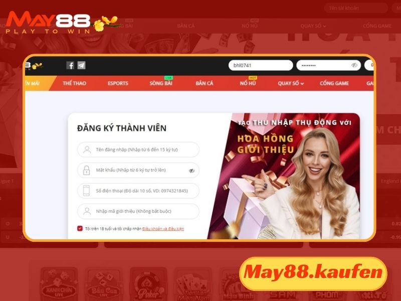 Đăng ký tài khoản để tham gia cá cược tại May88